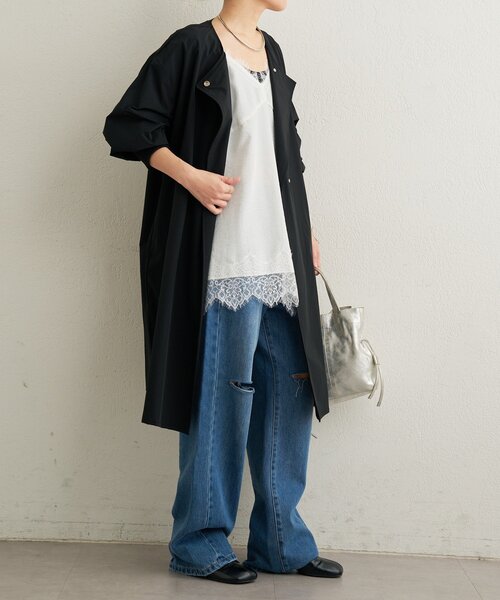 Omekashi（オメカシ）の「袖リブライトトレンチコート（トレンチコート・レディース・ベージュ/ブラック・FREE）」の6枚目の写真