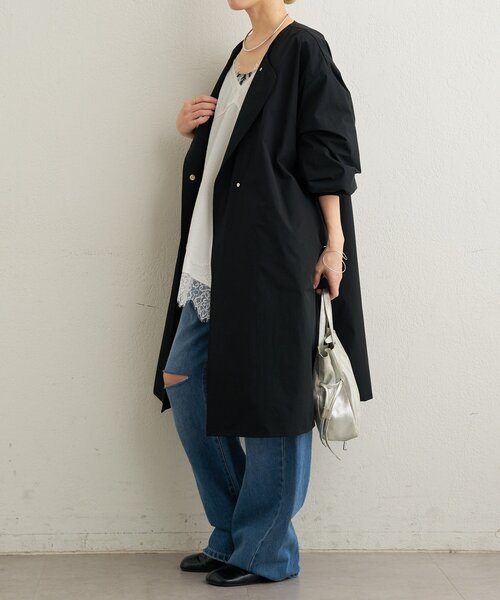 Omekashi（オメカシ）の「袖リブライトトレンチコート（トレンチコート・レディース・ベージュ/ブラック・FREE）」の8枚目の写真