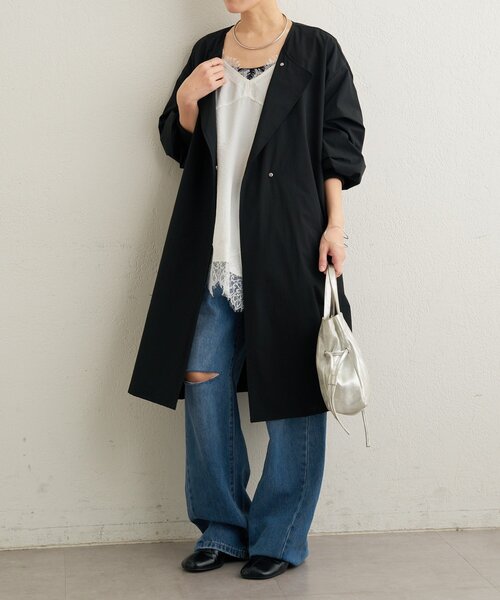 Omekashi（オメカシ）の「袖リブライトトレンチコート（トレンチコート・レディース・ベージュ/ブラック・FREE）」の9枚目の写真