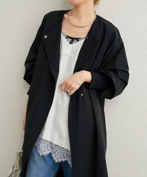 Omekashi（オメカシ）の「袖リブライトトレンチコート（トレンチコート・レディース・ベージュ/ブラック・FREE）」の11枚目の写真