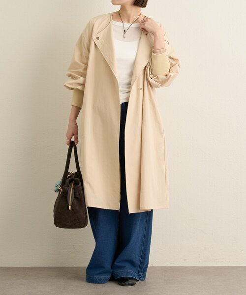 Omekashi（オメカシ）の「袖リブライトトレンチコート（トレンチコート・レディース・ベージュ/ブラック・FREE）」の15枚目の写真