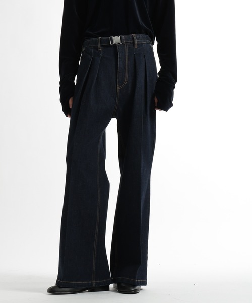 HARE（ハレ）の「【SET UP対応】ベルテッド2タックデニムパンツ(HARE)（デニムパンツ・メンズ・ネイビー/ブラック/ホワイト・MEDIUM/SMALL）」の11枚目の写真