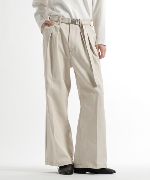 HARE（ハレ）の「【SET UP対応】ベルテッド2タックデニムパンツ(HARE)（デニムパンツ・メンズ・ネイビー/ブラック/ホワイト・MEDIUM/SMALL）」の7枚目の写真