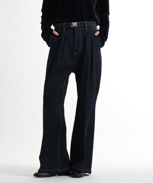 HARE（ハレ）の「【SET UP対応】ベルテッド2タックデニムパンツ(HARE)（デニムパンツ・メンズ・ネイビー/ブラック/ホワイト・MEDIUM/SMALL）」の10枚目の写真