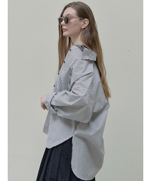 Unbalance Stripe overfit shirt - white