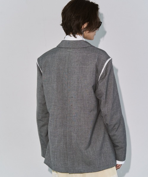 JOSE MOON（ジョゼムーン）の「OUTLINE TAILORED  JACKET/アウトラインテーラードジャケット（テーラードジャケット・レディース・ブラック/グレー・36/38）」の6枚目の写真