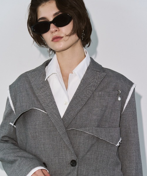 JOSE MOON（ジョゼムーン）の「OUTLINE TAILORED  JACKET/アウトラインテーラードジャケット（テーラードジャケット・レディース・ブラック/グレー・36/38）」の13枚目の写真