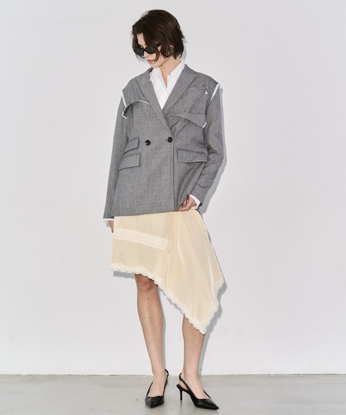 JOSE MOON（ジョゼムーン）の「OUTLINE TAILORED  JACKET/アウトラインテーラードジャケット（テーラードジャケット・レディース・ブラック/グレー・36/38）」の9枚目の写真