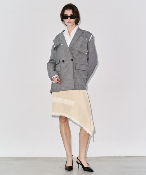 JOSE MOON（ジョゼムーン）の「OUTLINE TAILORED  JACKET/アウトラインテーラードジャケット（テーラードジャケット・レディース・ブラック/グレー・36/38）」の7枚目の写真