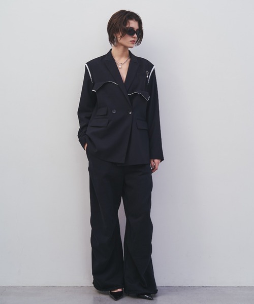 JOSE MOON（ジョゼムーン）の「OUTLINE TAILORED  JACKET/アウトラインテーラードジャケット（テーラードジャケット・レディース・ブラック/グレー・36/38）」の20枚目の写真