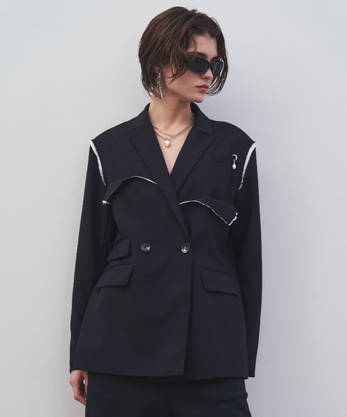 JOSE MOON（ジョゼムーン）の「OUTLINE TAILORED  JACKET/アウトラインテーラードジャケット（テーラードジャケット・レディース・ブラック/グレー・36/38）」の15枚目の写真