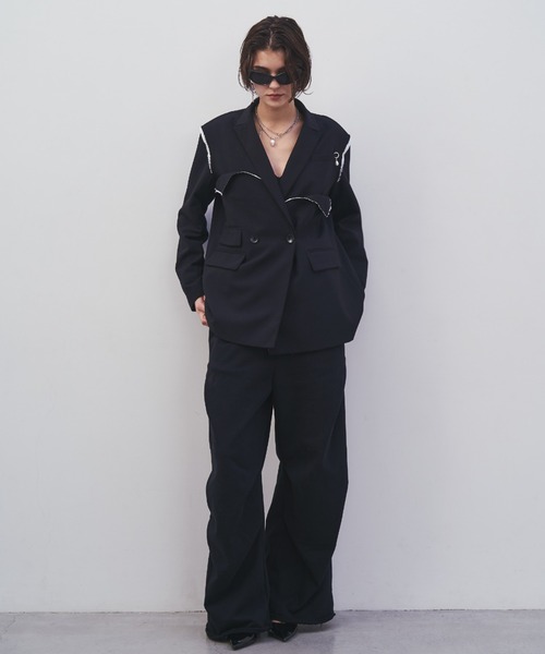 JOSE MOON（ジョゼムーン）の「OUTLINE TAILORED  JACKET/アウトラインテーラードジャケット（テーラードジャケット・レディース・ブラック/グレー・36/38）」の19枚目の写真