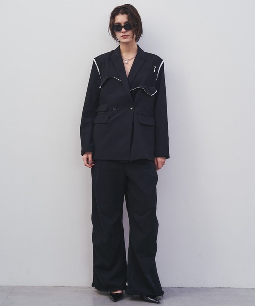 JOSE MOON（ジョゼムーン）の「OUTLINE TAILORED  JACKET/アウトラインテーラードジャケット（テーラードジャケット・レディース・ブラック/グレー・36/38）」の18枚目の写真