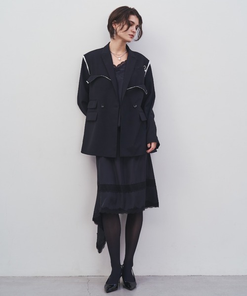 JOSE MOON（ジョゼムーン）の「OUTLINE TAILORED  JACKET/アウトラインテーラードジャケット（テーラードジャケット・レディース・ブラック/グレー・36/38）」の21枚目の写真