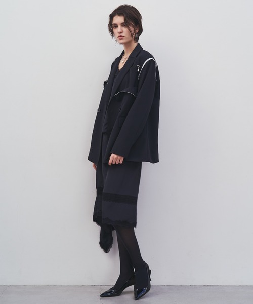 JOSE MOON（ジョゼムーン）の「OUTLINE TAILORED  JACKET/アウトラインテーラードジャケット（テーラードジャケット・レディース・ブラック/グレー・36/38）」の22枚目の写真