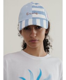ECOMMAE（イコンマイ）の「SUN HEART SYMBOL BALL CAP (SKY BLUE STRIPE)（キャップ）」