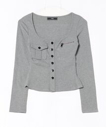 Pt18kg（プラチナイチハチキログラム）の「ボタンアクセント・タイトリブカットソー（Tシャツ/カットソー）」