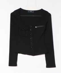 Pt18kg（プラチナイチハチキログラム）の「ボタンアクセント・タイトリブカットソー（Tシャツ/カットソー）」