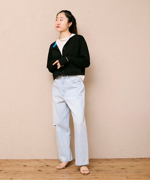 le.coeur blanc（ルクールブラン）の「《WEB限定アイテム》メタルボタンコンパクトカーディガン（カーディガン/ボレロ・レディース・ブルー/ブラック/ライトグリーン/アイボリー・38）」の16枚目の写真