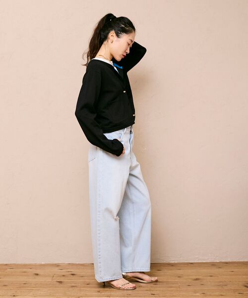 le.coeur blanc（ルクールブラン）の「《WEB限定アイテム》メタルボタンコンパクトカーディガン（カーディガン/ボレロ・レディース・ブルー/ブラック/ライトグリーン/アイボリー・38）」の17枚目の写真