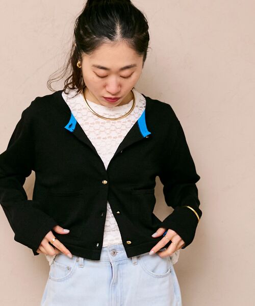 le.coeur blanc（ルクールブラン）の「《WEB限定アイテム》メタルボタンコンパクトカーディガン（カーディガン/ボレロ・レディース・ブルー/ブラック/ライトグリーン/アイボリー・38）」の19枚目の写真