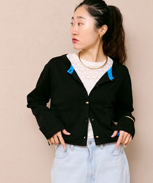 le.coeur blanc（ルクールブラン）の「《WEB限定アイテム》メタルボタンコンパクトカーディガン（カーディガン/ボレロ・レディース・ブルー/ブラック/ライトグリーン/アイボリー・38）」の20枚目の写真