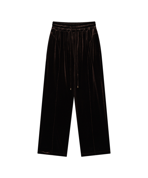 THEPORTA(ザ ポルタ)の「PORTA LOGO VELVET JOGGER PANTS, BROWN(スウェットパンツ・レディース・その他・ONE SIZE)」の1枚目の写真