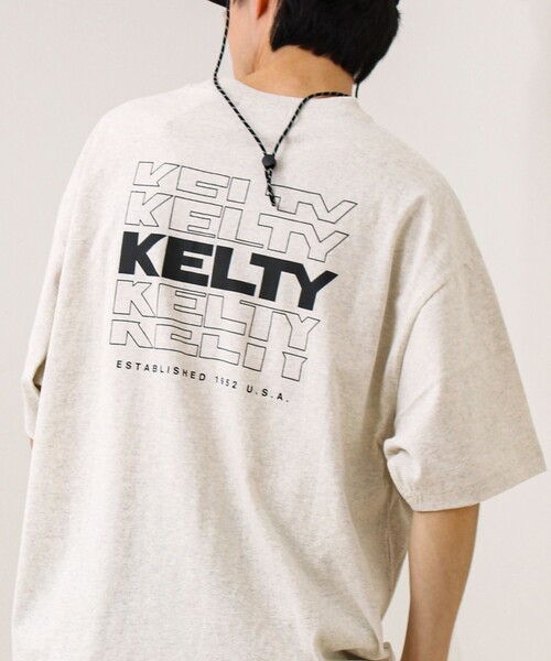 KELTY(ケルティ)の「【KELTY×GLOSTER】別注 バックタイポロゴT(Tシャツ/カットソー・メンズ・グレイッシュベージュ/ブラック/杢グレー/オフホワイト/チャコールグレー/ネイビー・S/M/L)」の4枚目の写真