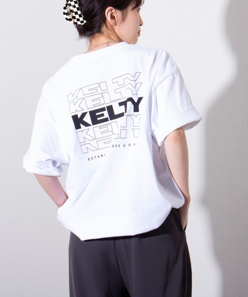 KELTY(ケルティ)の「【KELTY×GLOSTER】別注 バックタイポロゴT(Tシャツ/カットソー・メンズ・グレイッシュベージュ/ブラック/杢グレー/オフホワイト/チャコールグレー/ネイビー・S/M/L)」の2枚目の写真