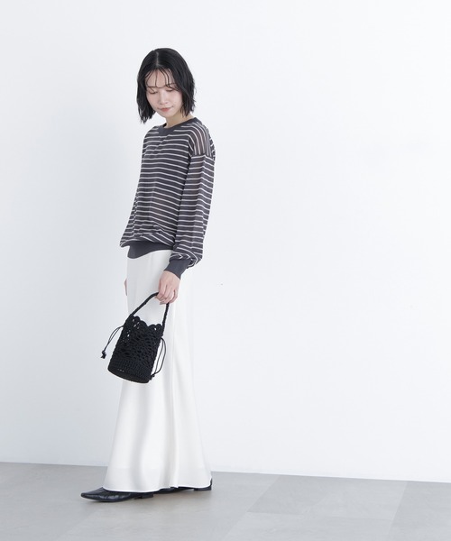 N.（N. Natural Beauty Basic）（エヌエヌナチュラルビューティーベーシック）の「シアーボクシーニット（ニット/セーター・レディース・グレー系その他/グレー/ピンク・ﾌﾘ-）」の16枚目の写真