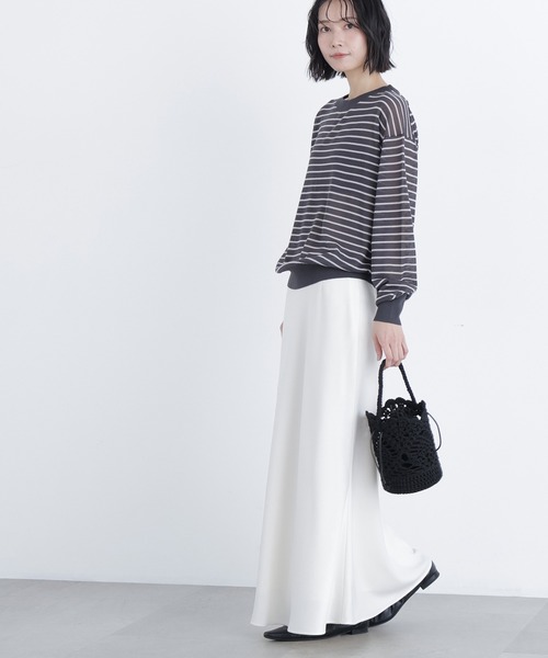 N.（N. Natural Beauty Basic）（エヌエヌナチュラルビューティーベーシック）の「シアーボクシーニット（ニット/セーター・レディース・グレー系その他/グレー/ピンク・ﾌﾘ-）」の17枚目の写真