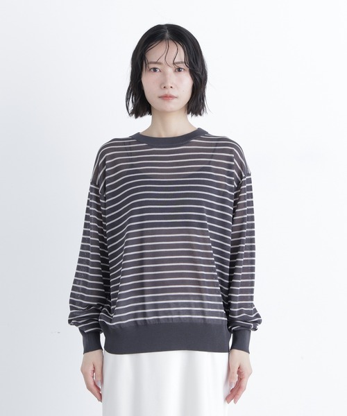 N.（N. Natural Beauty Basic）（エヌエヌナチュラルビューティーベーシック）の「シアーボクシーニット（ニット/セーター・レディース・グレー系その他/グレー/ピンク・ﾌﾘ-）」の19枚目の写真