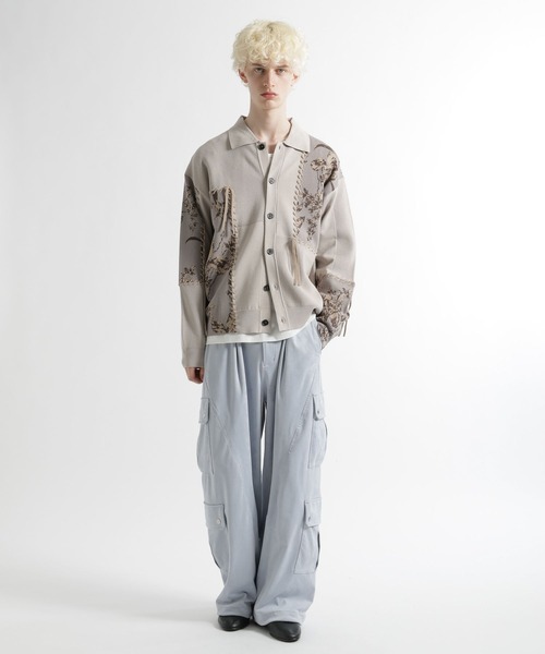 HARE(ハレ)の「パッチワークガラニットシャツ(HARE)(ニット/セーター・メンズ・グレー/ブラック・FREE)」の6枚目の写真