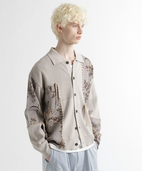 HARE(ハレ)の「パッチワークガラニットシャツ(HARE)(ニット/セーター・メンズ・グレー/ブラック・FREE)」の10枚目の写真