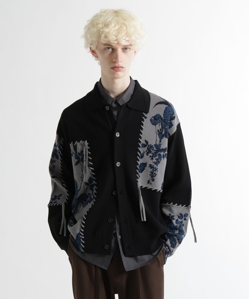 HARE(ハレ)の「パッチワークガラニットシャツ(HARE)(ニット/セーター・メンズ・グレー/ブラック・FREE)」の7枚目の写真