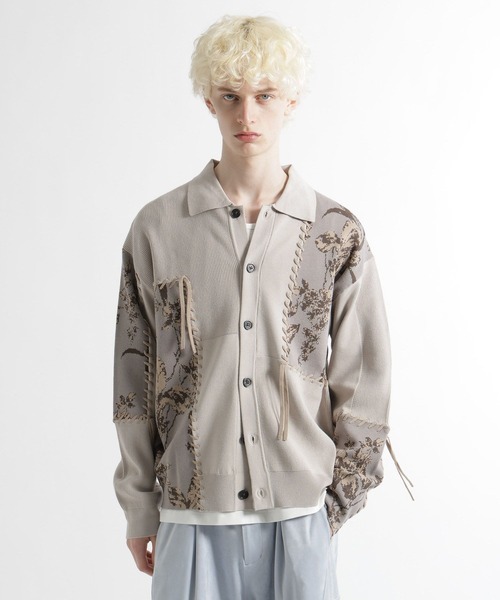 HARE(ハレ)の「パッチワークガラニットシャツ(HARE)(ニット/セーター・メンズ・グレー/ブラック・FREE)」の12枚目の写真