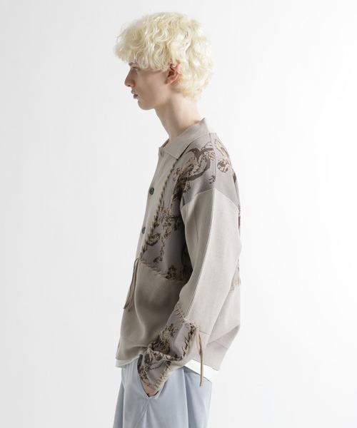 HARE(ハレ)の「パッチワークガラニットシャツ(HARE)(ニット/セーター・メンズ・グレー/ブラック・FREE)」の11枚目の写真