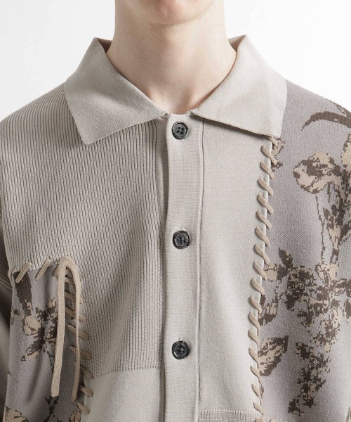 HARE(ハレ)の「パッチワークガラニットシャツ(HARE)(ニット/セーター・メンズ・グレー/ブラック・FREE)」の16枚目の写真