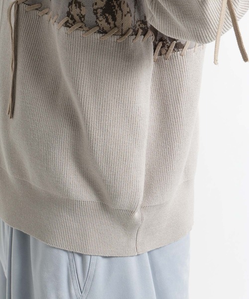 HARE(ハレ)の「パッチワークガラニットシャツ(HARE)(ニット/セーター・メンズ・グレー/ブラック・FREE)」の18枚目の写真