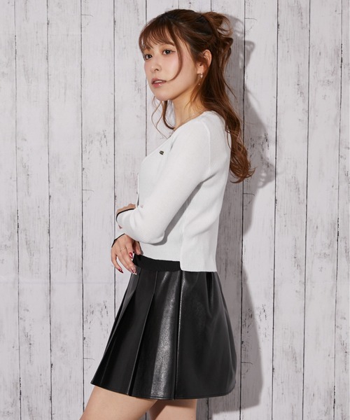 GORGE(ゴージ)の「《レイヤード配色×リブ素材》Vネックカーディガン/秋冬春(カーディガン/ボレロ・レディース・ブラック/オフホワイト/グレー・F)」の5枚目の写真