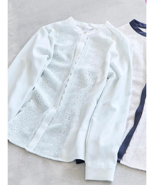 Te chichi(テチチ)の「フロントレースブラウス(シャツ/ブラウス・レディース・ミント/グレー/オフホワイト・F)」の3枚目の写真