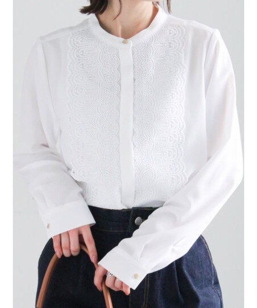 Te chichi（テチチ）の「フロントレースブラウス（シャツ/ブラウス・レディース・ミント/グレー/オフホワイト・F）」の2枚目の写真