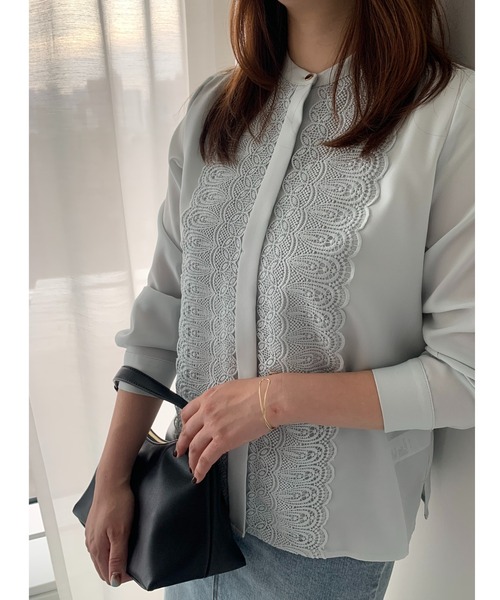 Te chichi（テチチ）の「フロントレースブラウス（シャツ/ブラウス・レディース・ミント/グレー/オフホワイト・F）」の3枚目の写真