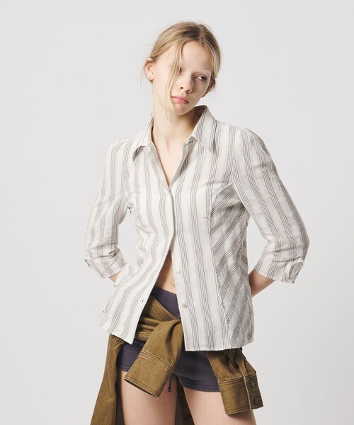 ATTISESSION（アティセッション）の「＜ATTISESSION＞コットン ギャザー 6分袖 シャツ（シャツ/ブラウス・レディース・ブラック/オフホワイト/その他3・FREE）」の7枚目の写真