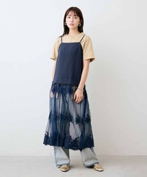 ｍｅｎｓｈａ！　ヴィンテージライクなチュールレースとガーゼのキャミワンピース