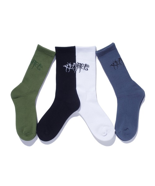 XLARGE(エクストララージ)の「RAGE LOGO SOCKS(ソックス/靴下・メンズ・オリーブ/ブラック/ホワイト/ブルー・ONE SIZE)」の8枚目の写真