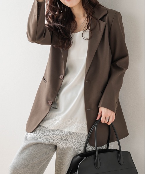 AMELY（エミリー）の「レースレイヤード キャミソール（キャミソール・レディース・ブラック/ブラウン/ホワイト・フリー）」の7枚目の写真