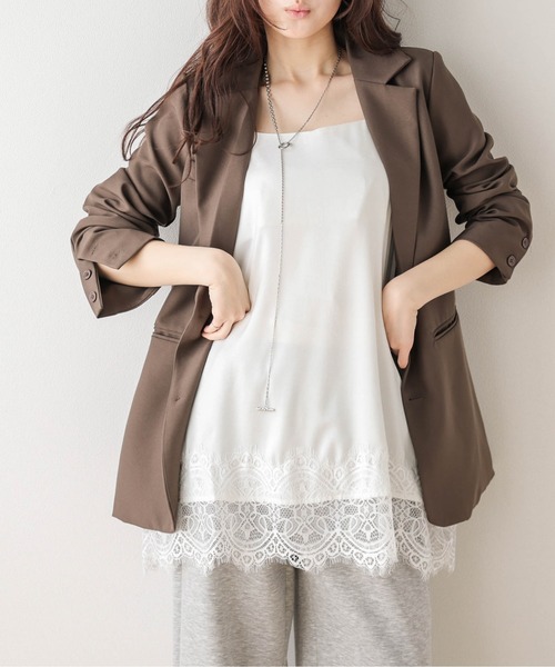 AMELY（エミリー）の「レースレイヤード キャミソール（キャミソール・レディース・ブラック/ブラウン/ホワイト・フリー）」の8枚目の写真