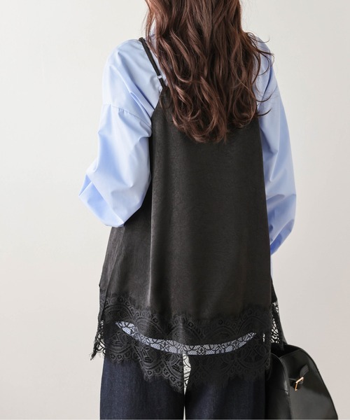 AMELY（エミリー）の「レースレイヤード キャミソール（キャミソール・レディース・ブラック/ブラウン/ホワイト・フリー）」の11枚目の写真