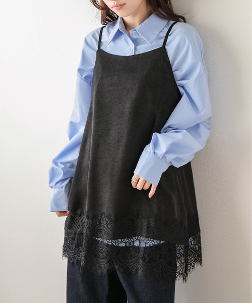 AMELY（エミリー）の「レースレイヤード キャミソール（キャミソール・レディース・ブラック/ブラウン/ホワイト・フリー）」の12枚目の写真